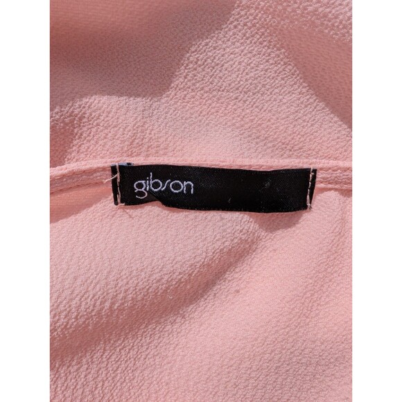 Gibson Pink Asymmetrical Ruffle Blouse Top Women XS Pale Pink Flowy CottageCore - Picture 7 of 7
